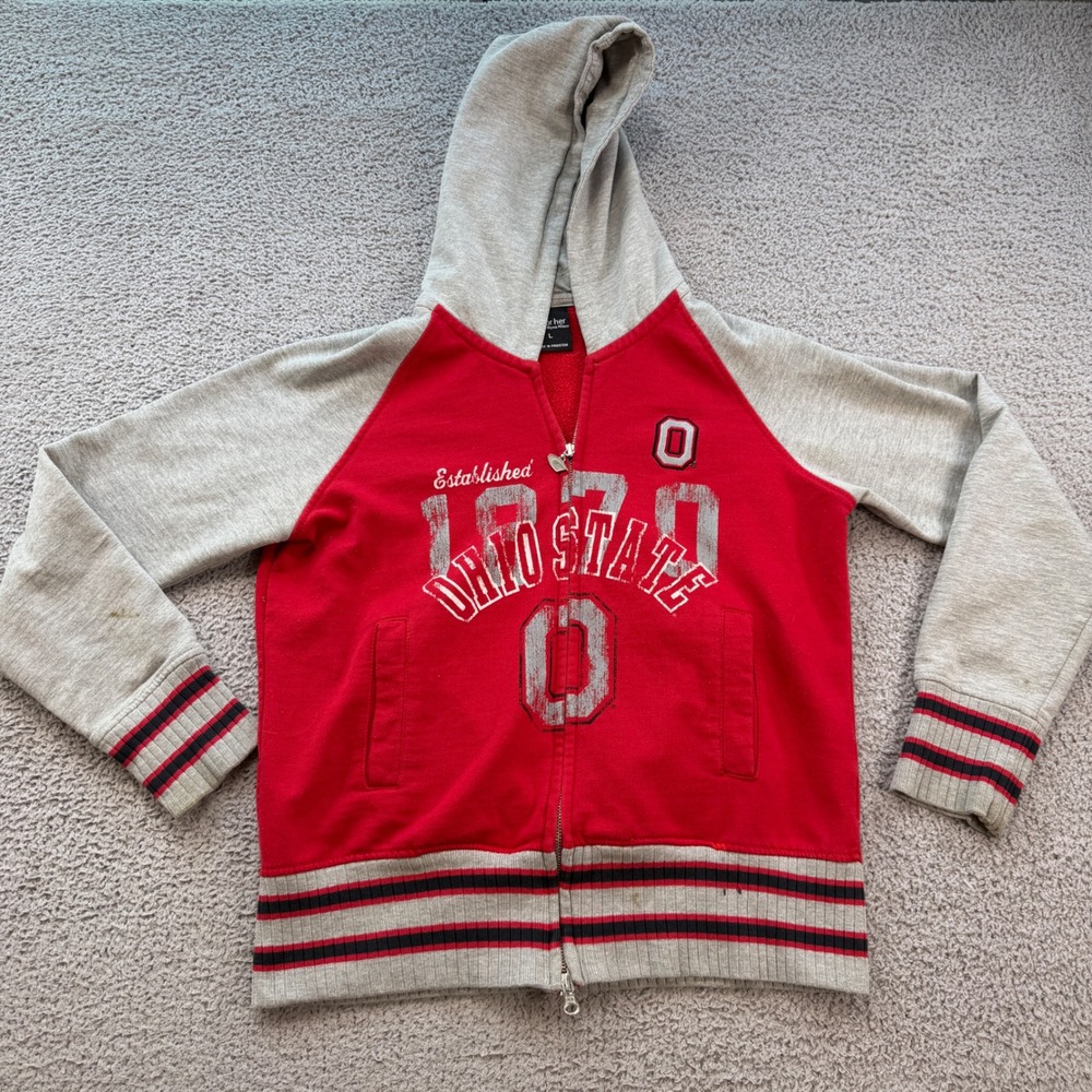 G III for Her Alyssa Milano Ohio State Buckeyes Red Zip Up Hoodie Women Large